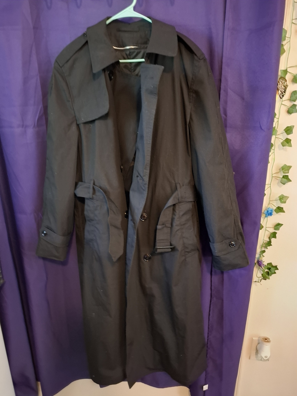 Men's Black Water Proof Trench Coat - Classic Long Overcoat